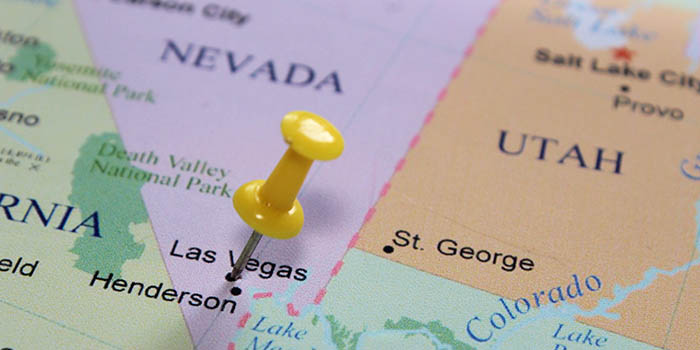 Nevada with Las Vegas pinned on the map